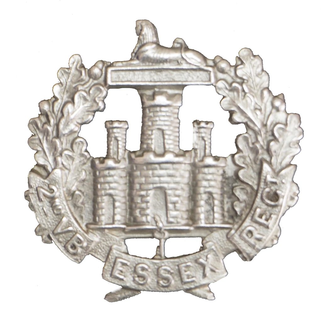 2nd VB Essex Regiment white metal cap badge