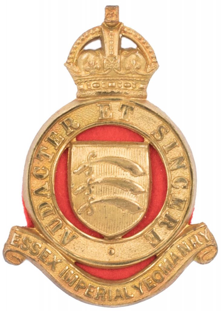 Essex Imperial Yeomany Officer slouch hat badge gilt KK1366