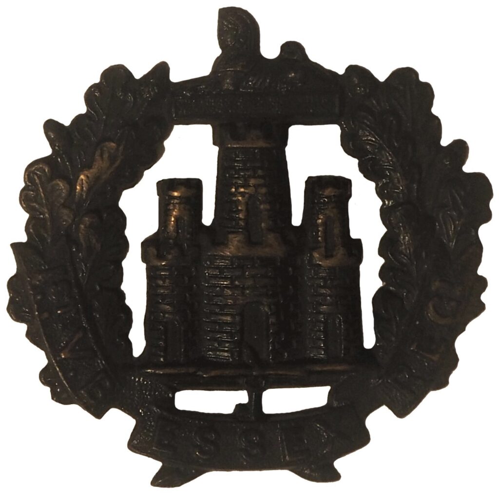 1st VB Essex Regiment other ranks blackened cap badge